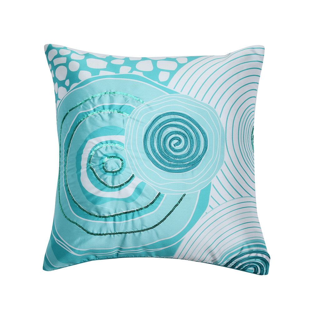 Amelia Abstract Dupion Fabric 16" x 16" Cushion Cover (White & Blue)