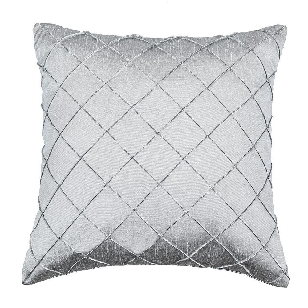 Amelia Pintuck Textured Tafetta Fabric 16" x 16" Cushion Cover (Grey)