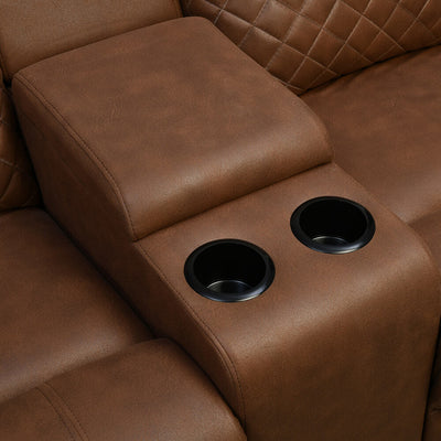 Nashville 2 Seater Console Sofa Recliner (Brown)