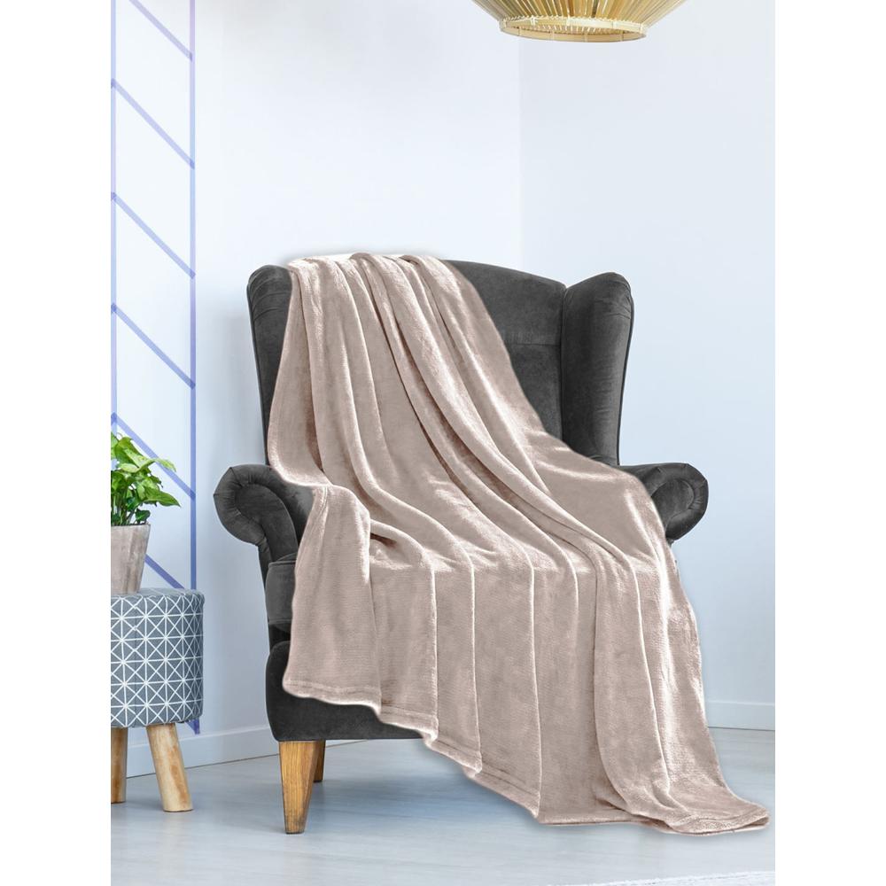 Arliss Solid Polyester Double Blanket (Beige)