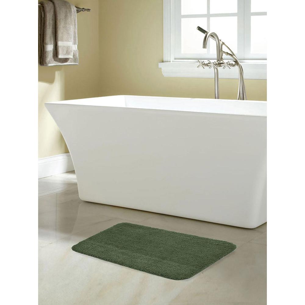 Solid Polyester 16" x 24" Anti Skid Bath Mat (Green)