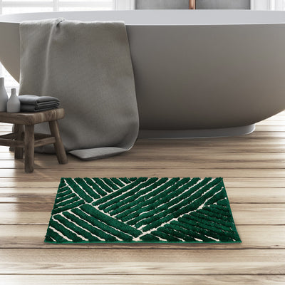 Abstract Polyester 16" x 24" Anti Skid Bath Mat (Green)