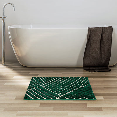Abstract Polyester 20" x 30" Anti Skid Bath Mat (Green)