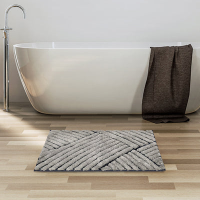 Abstract Polyester 20" x 30" Anti Skid Bath Mat (Grey)