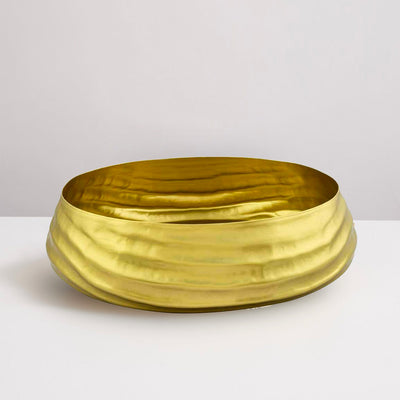 Wavy Metal Decorative Urli Bowl (Gold)