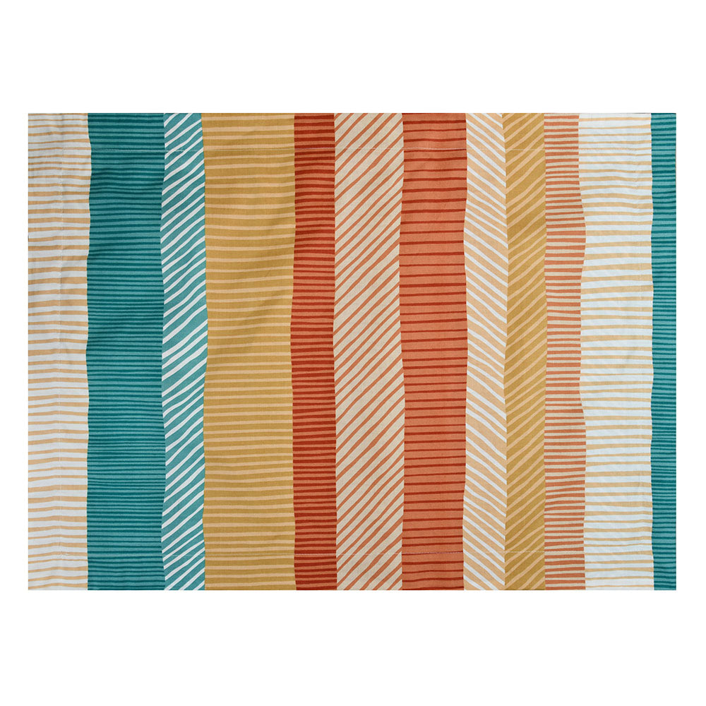 Arias Striped Cotton King Bedsheet With 2 Pillow Covers (Multicolor)
