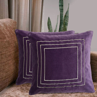 Solid Cotton Polyester 16" x 16" Cushion Covers Set of 2 (Lavender)