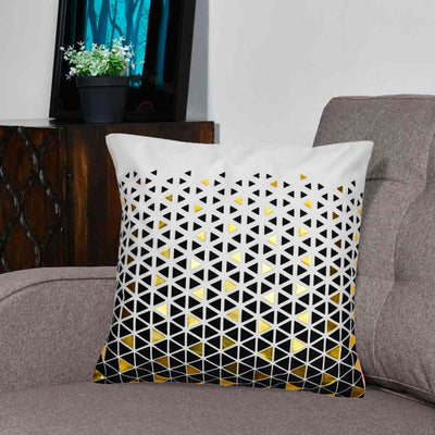 Abstract Polyester 16" x 16" Cushion Cover (Off White & Gold)
