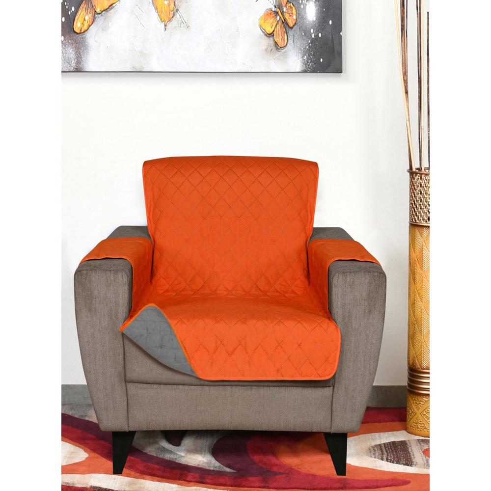 Reversible 1 Seater Sofa Cover 179 cm x 165 cm (Orange & Grey)