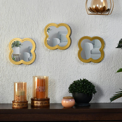 Mughal Decorative Wall Mirrors Set of 3 (Gold)