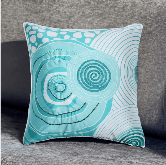 Amelia Abstract Dupion Fabric 16" x 16" Cushion Cover (White & Blue)