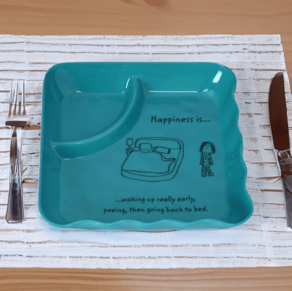 Happiness Sandwich Plate 18 x 18 cm (Seagreen)