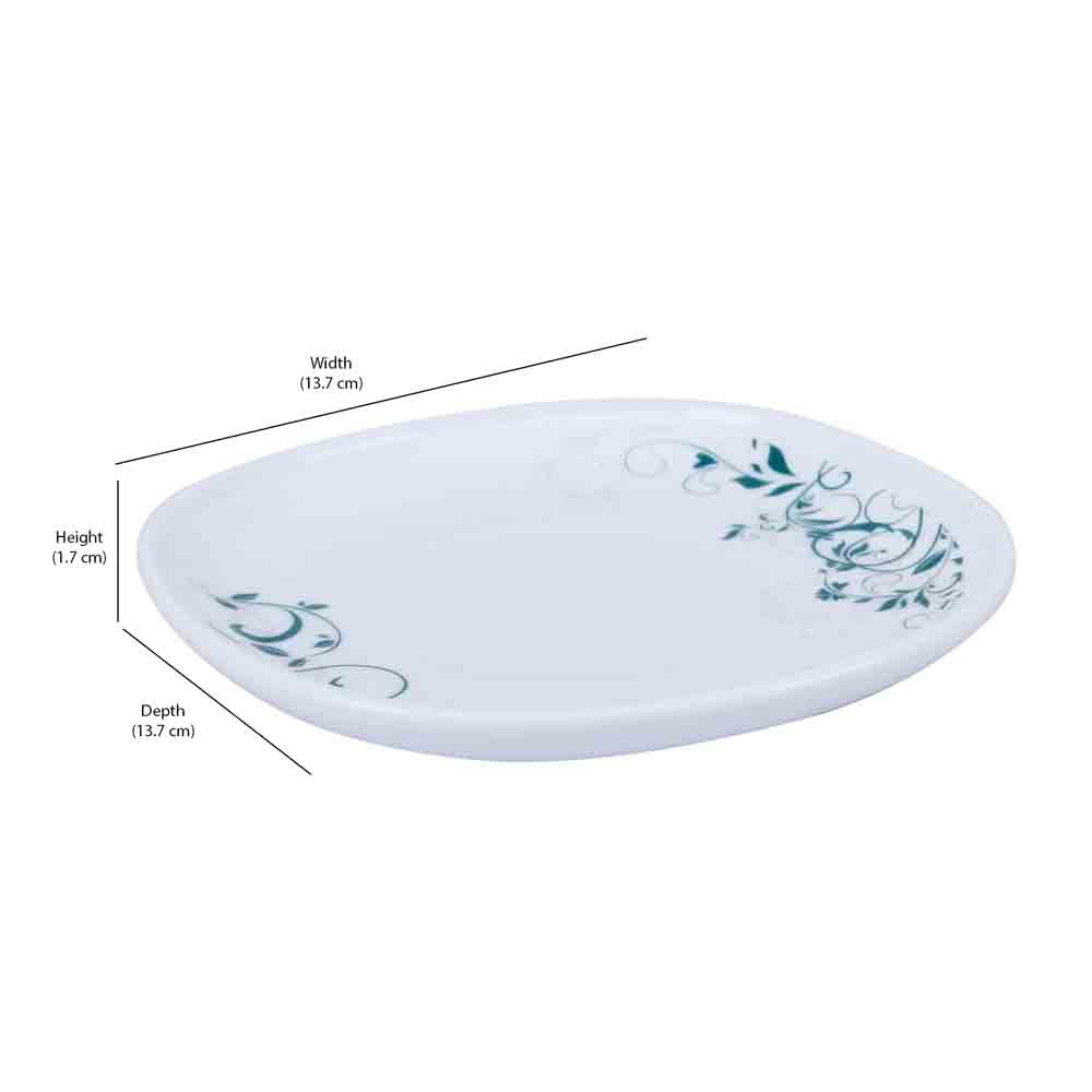 Arias Blue Spring Cup & Saucer Set of 12 (220 ml, 6 Cups & 6 Saucers, White)
