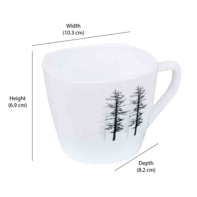 Arias by Lara Dutta Winter Forest Cup & Saucer Set of 12 (220 ml, 6 Cups & 6 Saucers, White)