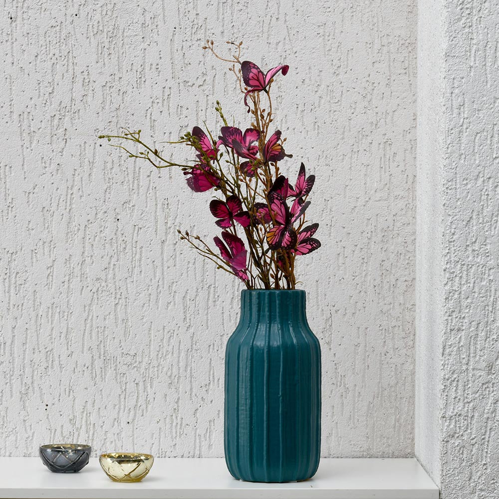 Bottle Shaped Decorative Ceramic Vase (Blue)