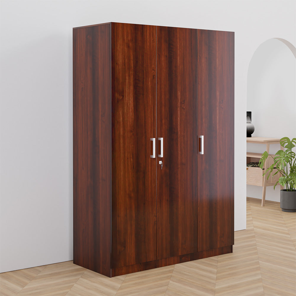 Max 3 Door Engineered Wood Wardrobe without Mirror (Samoa Teak)