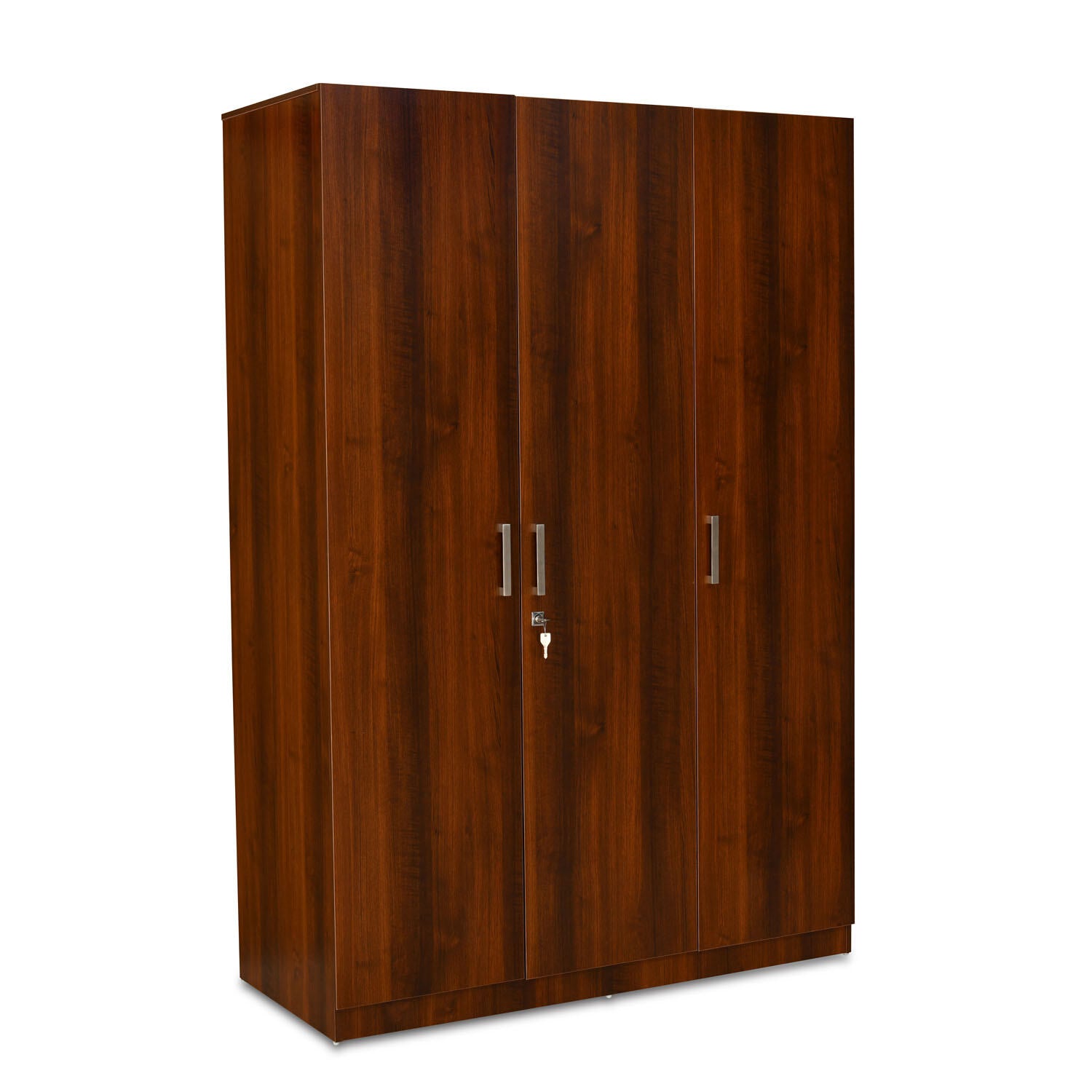 Max 3 Door Engineered Wood Wardrobe without Mirror (Samoa Teak)