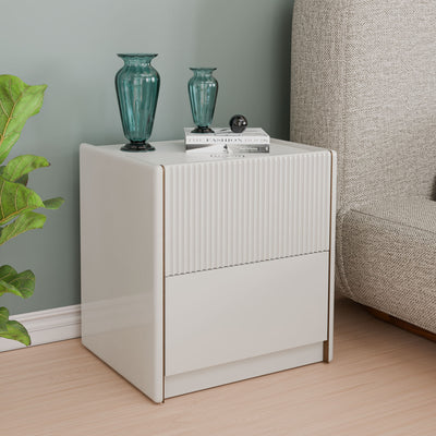 Nix 2 Drawer Night Stand with Wireless Charging Area (Beige)