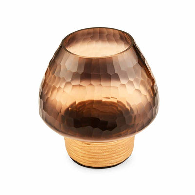 Dual Tone Metal & Glass Candle Stand 20 cm (Brown & Gold)