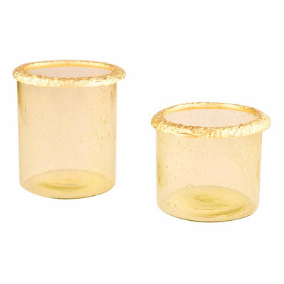 Decorative Metal & Glass Candle Holders Set of 2 (Gold)