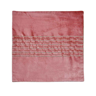 Embroidered Cotton Polyester 16" x 16" Cushion Cover (Pink)