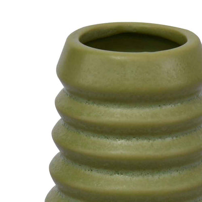 Trapeze Fluting Decorative Ceramic Vase (Green)