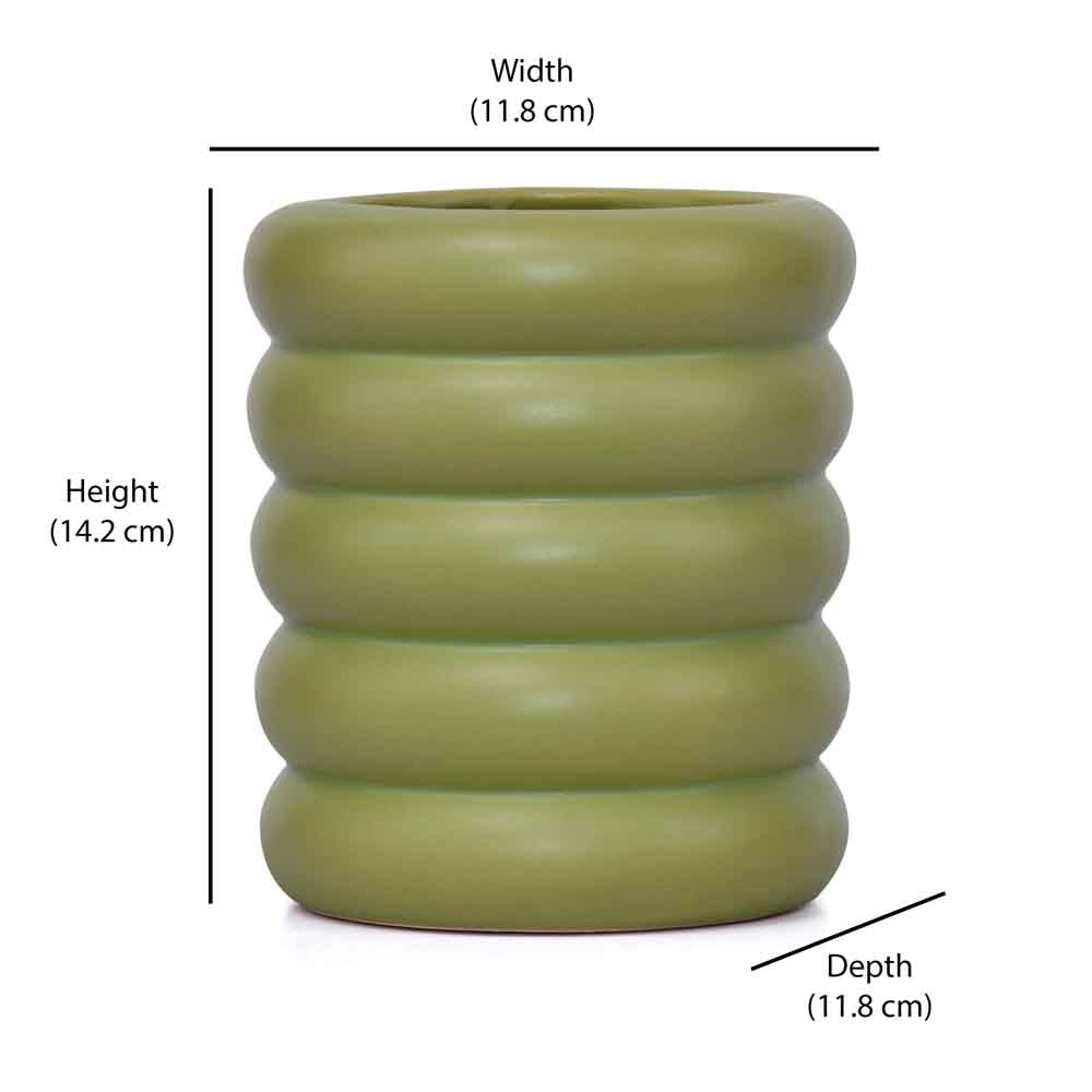 Cylindrical Decorative Ceramic Vase (Green)