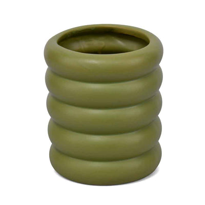 Cylindrical Decorative Ceramic Vase (Green)