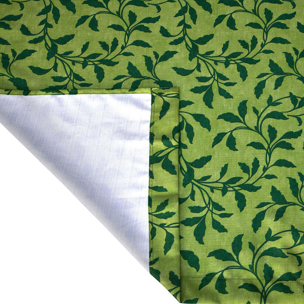 Leaf Design 5 Ft Polyester Window Curtains Set of 2 (Green)