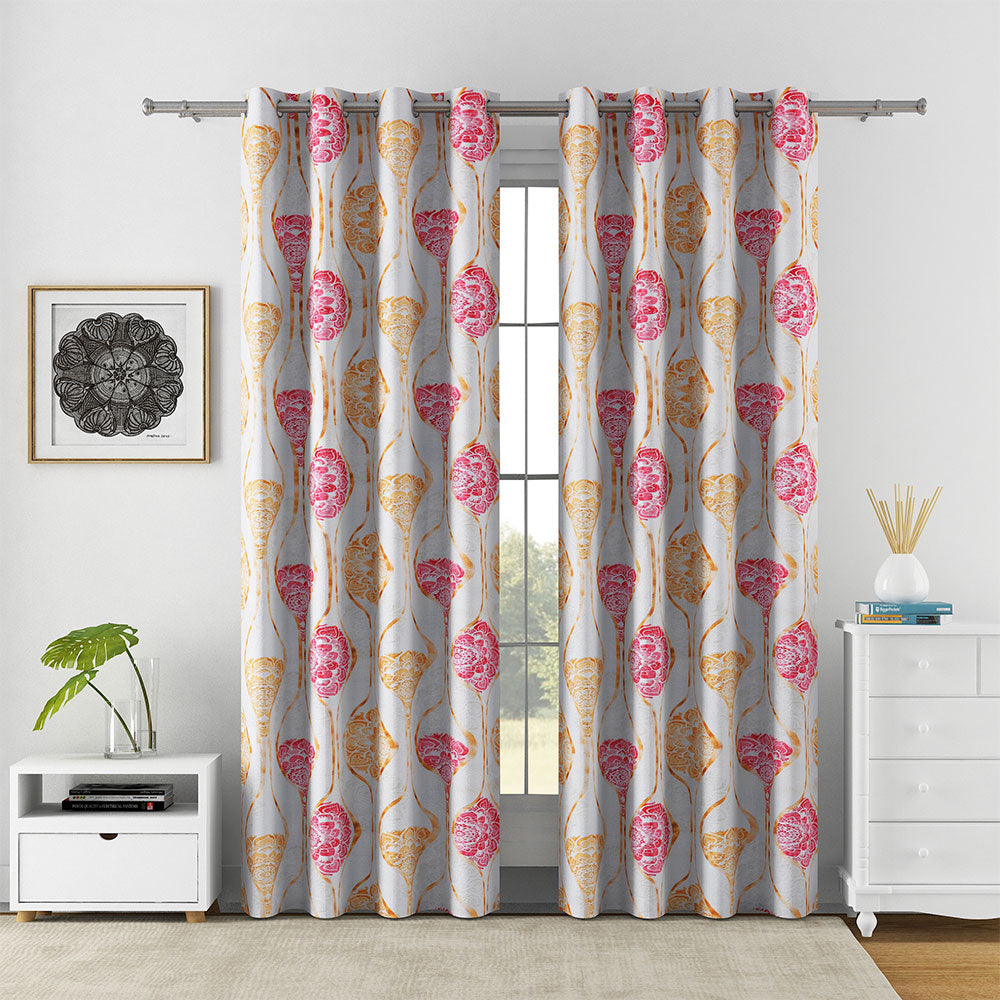 Abstract 7 Ft Polyester Door Curtains Set of 2 (Multicolor)