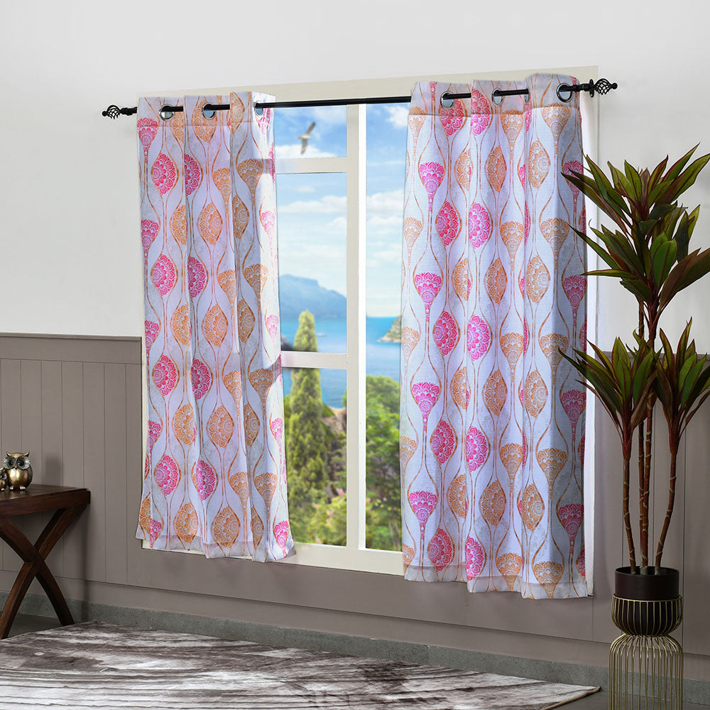 Abstract 5 Ft Polyester Window Curtains Set of 2 (Multicolor)