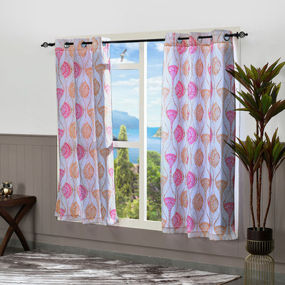 Abstract 5 Ft Polyester Window Curtains Set of 2 (Beige)