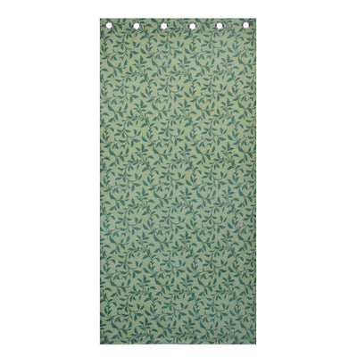 Leaf Design Semi Transparent 7 Ft Polyester Door Curtains Set Of 2 (Green)