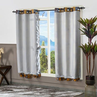 Abstract 5 Ft Polyester Reversible Window Curtains Set of 2 (Multicolor)