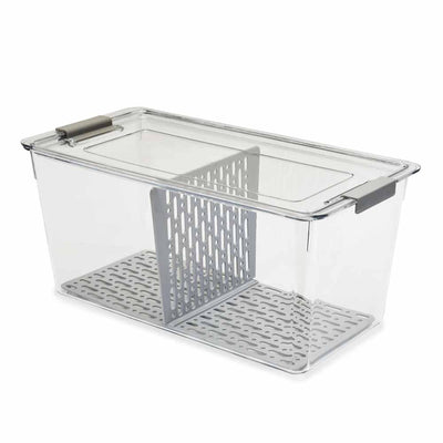 Kitchen Fridge Vegetables & Fruits Storage Container with Divider (6 L, Transparent)