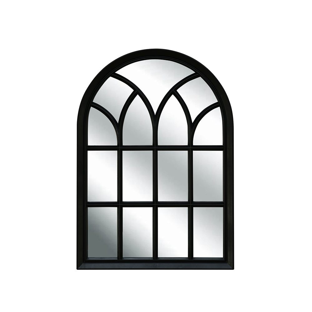 Arched Windowpane Decorative Wall Mirror (Black)