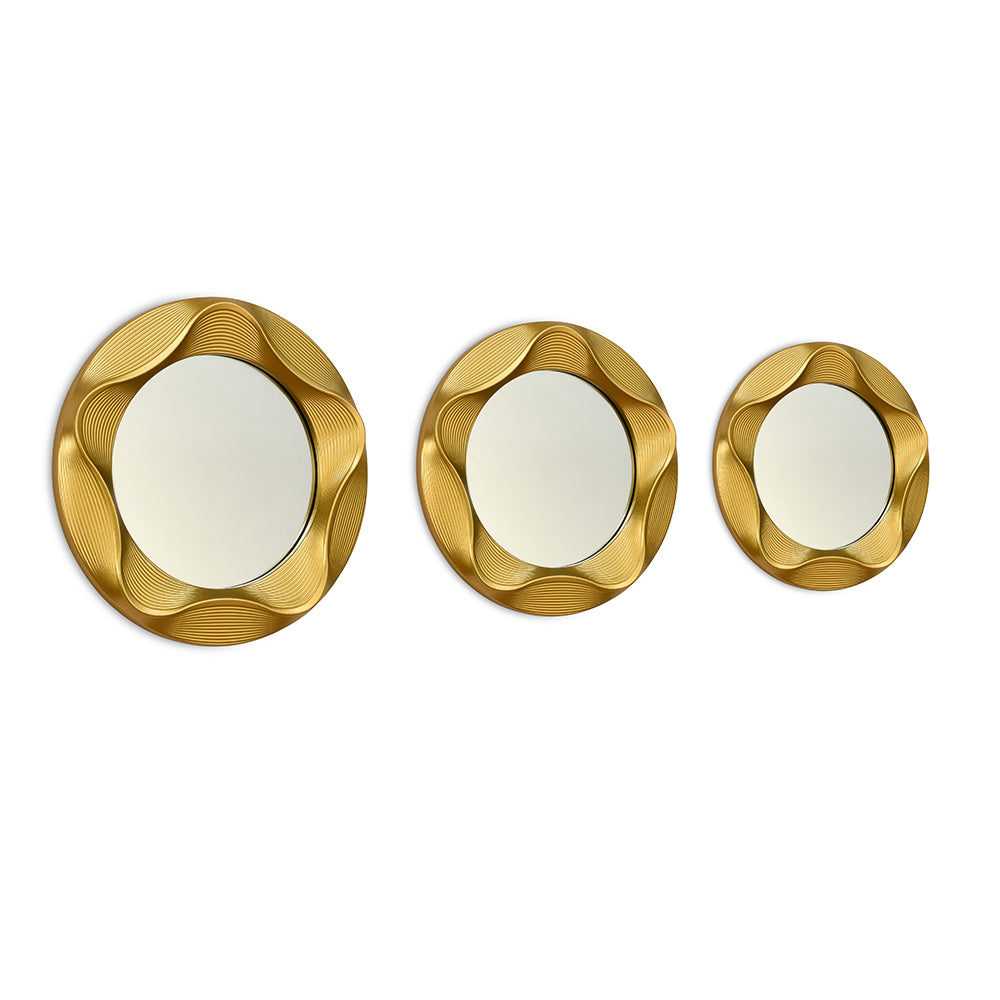 3D Cirque Round Decorative Mirrors Set of 3 (Gold)