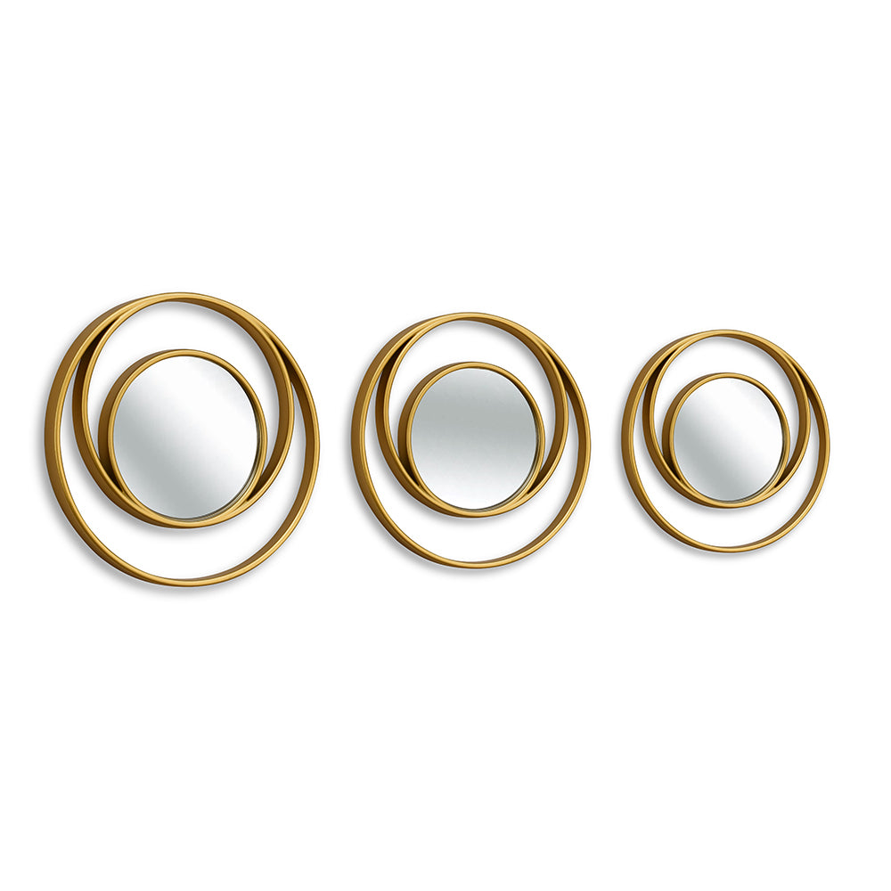 Buy Cirque Round Decorative Wall Mirror Set of 3 (Gold) Online Athome
