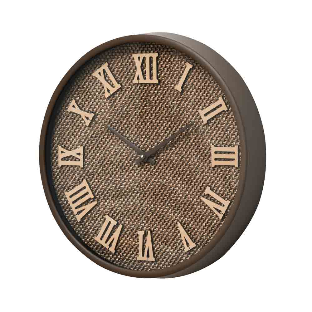 Round Plastic Roman Numerals Analog Wall Clock (Brown)