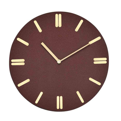 Round Wooden and Leatherette Analog Wall Clock (Brown)