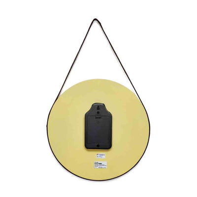 Round Wooden and Leatherette Hanging Analog Wall Clock (Beige)