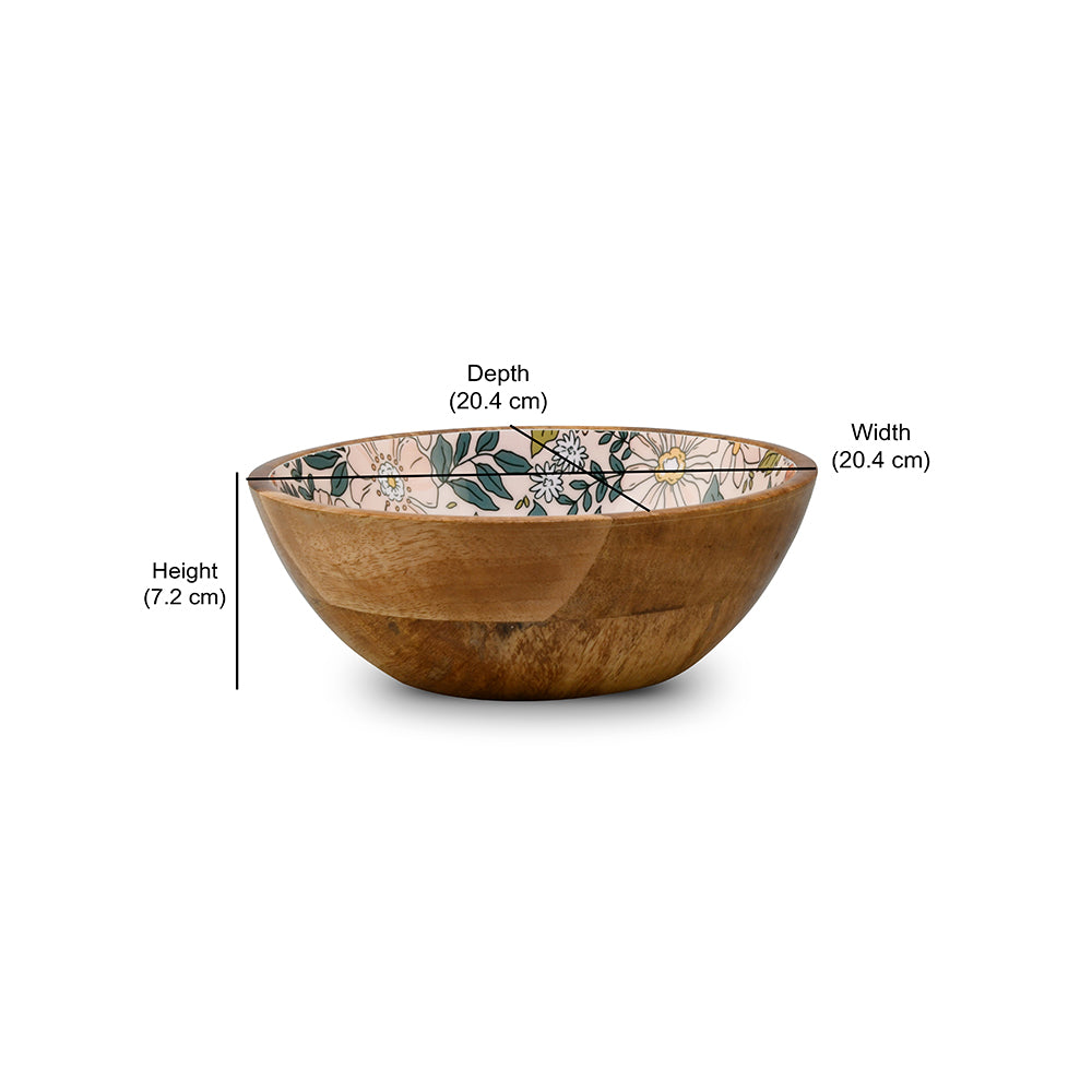Round Wooden Serving Bowl 850 ml (Multicolor)