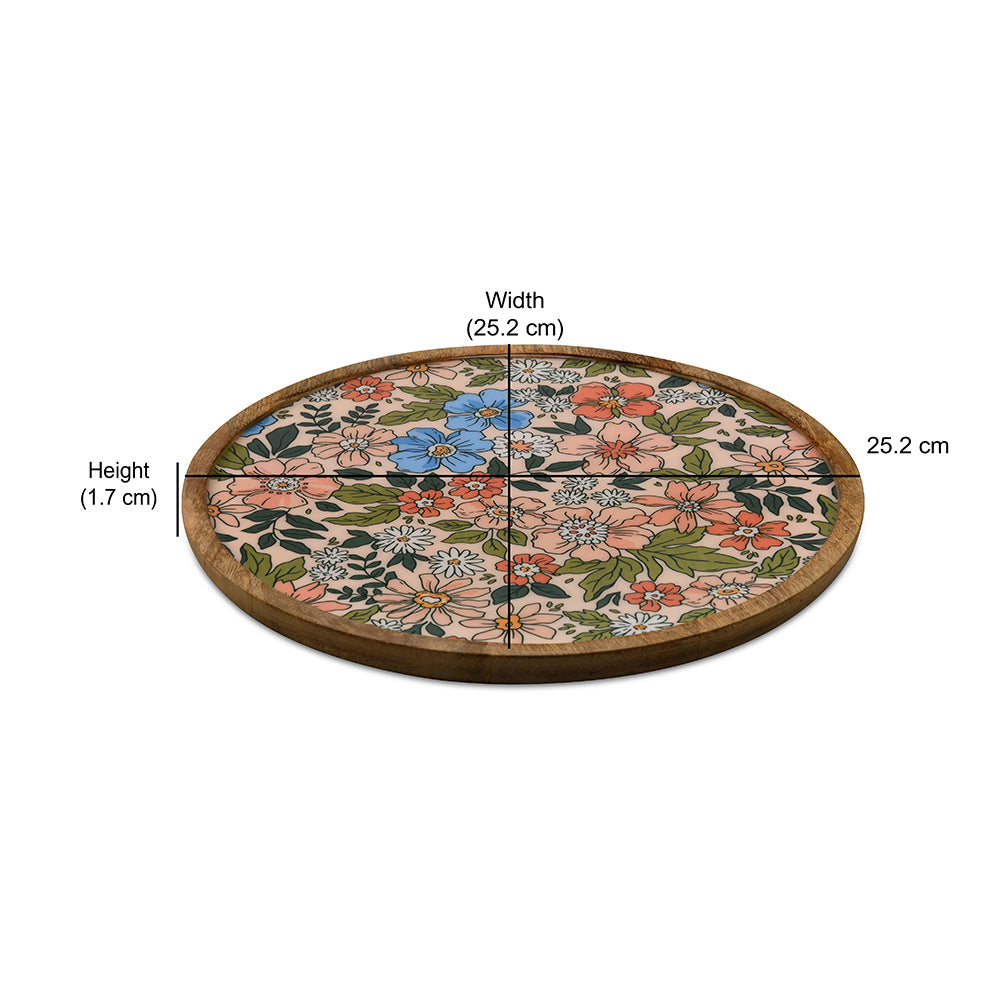 Round Wooden Serving Platter 25 cm (Multicolor)