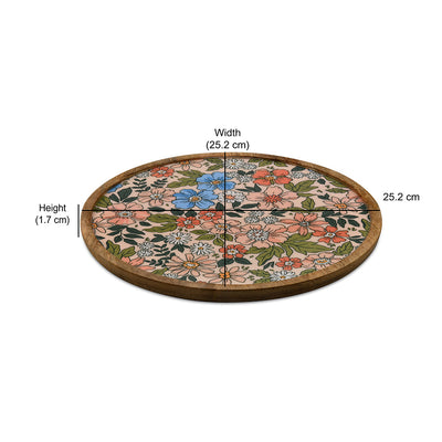 Round Wooden Serving Platter 25 cm (Multicolor)