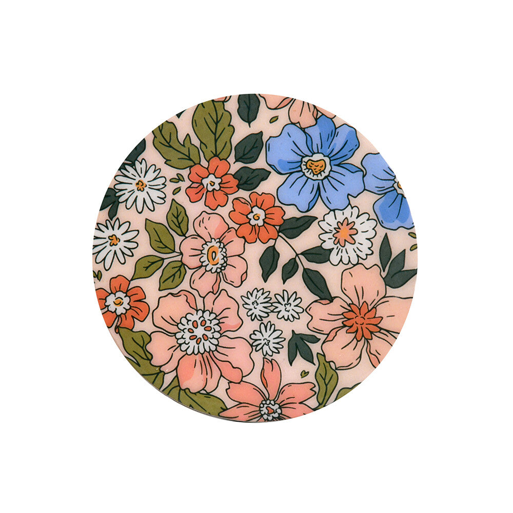 Round Wooden Coasters 10 cm Set of 4 (Multicolor)