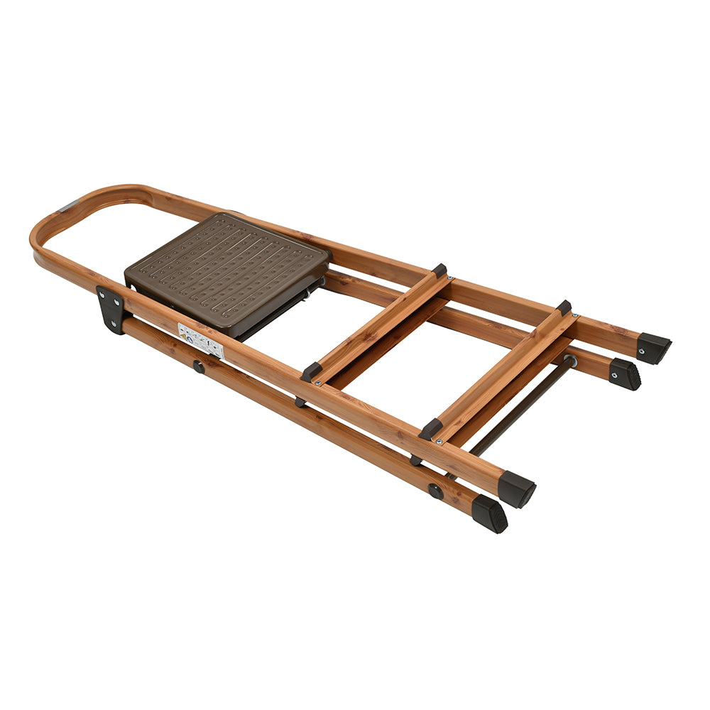 3 Steps Wooden Finished Foldable Aluminium Ladder (Brown)