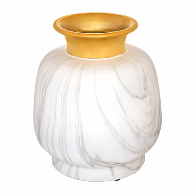 Decorative Ceramic Bottle Vase (White & Gold)