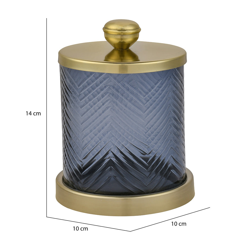 Transparent Cotton Swab Glass Jar (Blue & Gold)