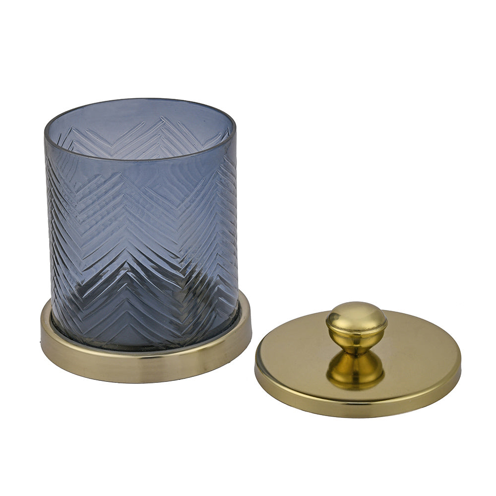 Transparent Cotton Swab Glass Jar (Blue & Gold)