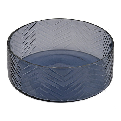Transparent Glass Round Soap Dish (Blue & Gold)